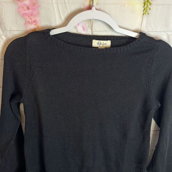 NWT STYLE & CO BLACK BELL FLARE SLEEVE AND WAIST SWEATER SIZE PP - Picture 5 of 12